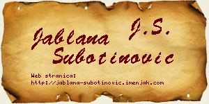 Jablana Subotinović vizit kartica